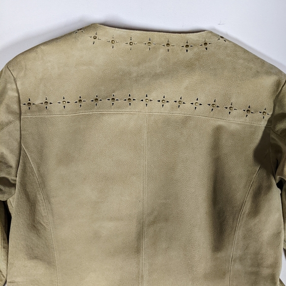 NWT Cabelas Suede Leather Jacket Sz S Beige Tan Full Zip Perforated - Picture 6 of 13